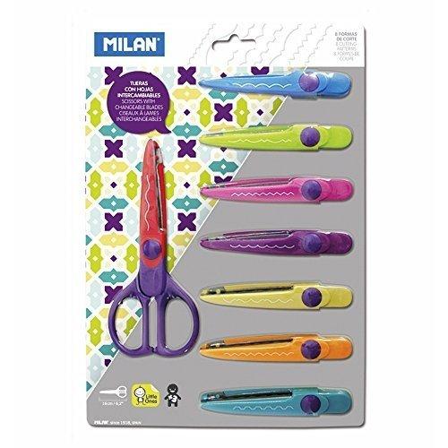MILAN TIJERAS AMBIDIESTROS CORTE EN ZIG ZAG SIMÉTRICAS 8 HOJAS INTERCAMBIABLES BLISTER C/SURTIDOS