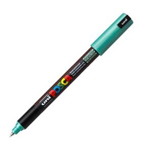 Posca PC-1MR Marcador de Pintura - Punta Roller de Fibra 0.7mm - Tinta Pigmentada Base al Agua - Resistente a la Luz - Color Verde Metálico
