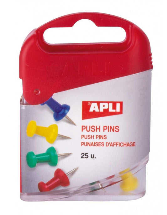 APLI CHINCHETAS DE COLORES PLASTICO CAJA 25 UD C/SURTIDOS