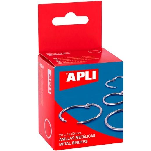 APLI ANILLAS METÁLICAS ARTICULADAS Ø20MM CAJA 20 UD NIQUELADAS