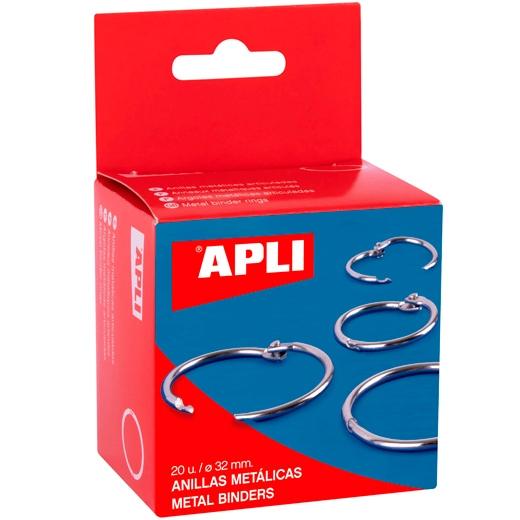 APLI ANILLAS METÁLICAS ARTICULADAS Ø32MM CAJA 20 UD NIQUELADAS