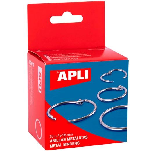 APLI ANILLAS METÁLICAS ARTICULADAS Ø38MM CAJA 20 UD NIQUELADAS