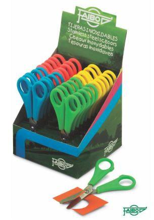 FAIBO TIJERAS ESCOLARES 13CM SIMÉTRICAS MANGO C/SURTIDOS