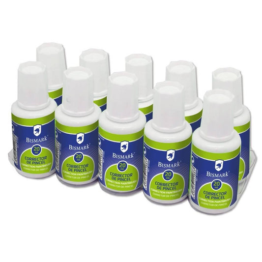 BISMARK CORRECTOR LÍQUIDO PINCEL BOTE 20ML CAJA 10 UD