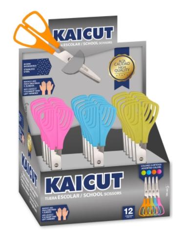 KAICUT TIJERAS ESCOLARES 130MM ACERO INOXIDABLE C/SURTIDOS