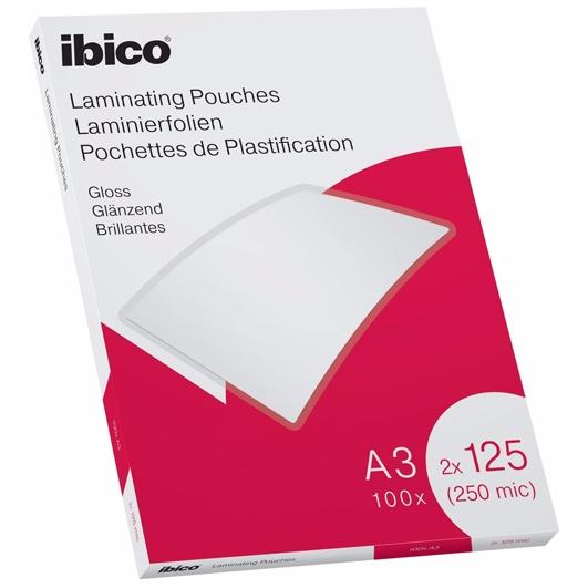 IBICO FUNDAS DE PLASTIFICAR 2X125 MICRAS A3 BRILLO PACK 100 UD