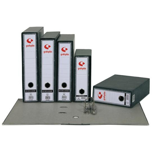 GRAFOPLÁS ARCHIVADOR PALANCA ECOCLASSIC 65MM FOLIO C/RADO CARTÓN FORRADO JASPEADO GRIS PLOMO
