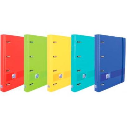 OXFORD LIVE & GO CARPETA 4 ANILLAS EUROPEANBINDER POLYFOAM C/ RECAMBIO 100H 5X5 A4+ COLORES SURTIDOS VIVOS