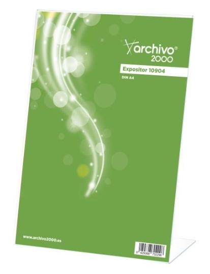 ARCHIVO 2000 EXPOSITOR SOBREMESA EN FORMA DE L DIN A5 VERTICAL 65X150X215 MM CRISTAL TRANSPARENTE
