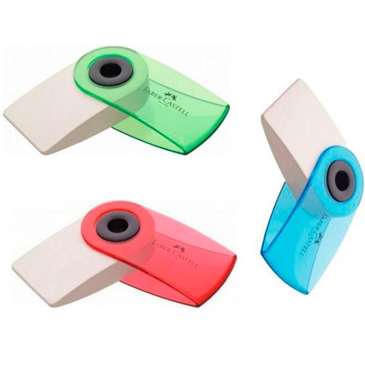 FABER CASTELL GOMA DE BORRAR SLEEVE MINI CON FUNDA COLORES SURTIDOS TRANSLÚCIDOS