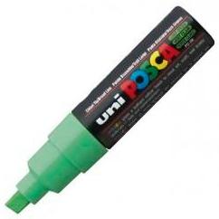 Posca PC-8K Marcador de Pintura - Punta Biselada Acrilica 8mm - Tinta Base al Agua - No Permanente - Resistente a la Luz - Inodoro - Ideal para Carteleria y Decoracion - Color Verde Claro