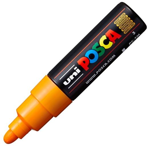 Posca PC-7M Marcador de Pintura - Punta de Bala 4.5-5.5mm - Tinta Base al Agua - Resistente a la Luz - No Permanente - Color Naranja Medio