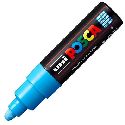 Posca PC-7M Marcador de Pintura - Punta de Bala 4.5-5.5mm - Tinta Base al Agua - Resistente a la Luz - Color Azul Claro