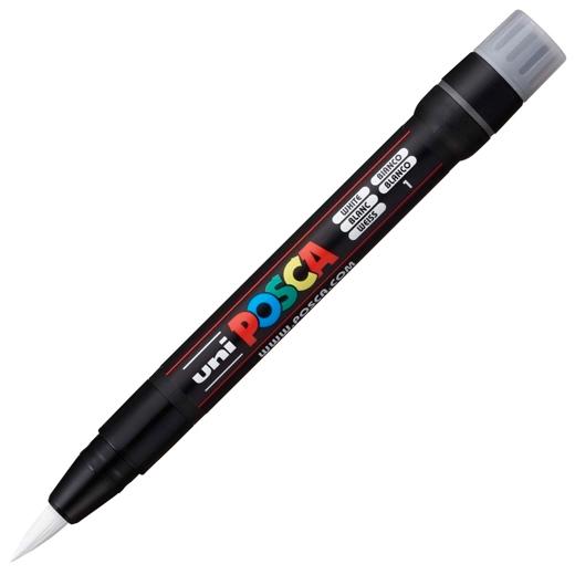 Posca PCF-350 Marcador de Pintura - Punta Acrilica Estilo Pincel - Base al Agua - No Permanente - Resistente a la Luz - Inodoro - Ideal para Carteleria y Decoracion - Color Blanco