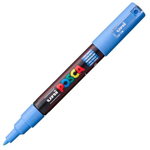 Posca PC-1M Marcador de Pintura - Punta Conica 0.7mm - Linea Fina - Tinta Base al Agua - No Permanente - Resistente a la Luz - Inodoro - Color Azul Cielo