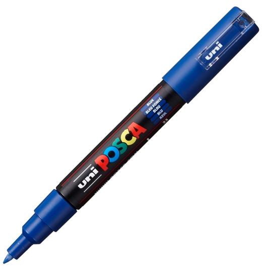 Posca PC-1M Marcador de Pintura - Punta de Poliester Conica 0.7mm - Tinta Base al Agua - Resistente a la Luz - Color Azul