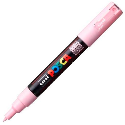 Posca PC-1M Marcador de Pintura - Punta Conica 0.7mm - Tinta Base al Agua - Resistente a la Luz - No Permanente - Color Rosa Claro