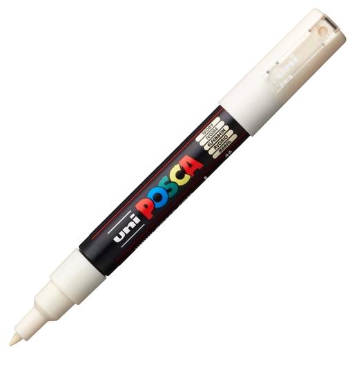Posca PC-1M Marcador de Pintura - Punta de Poliester Conica 0.7mm - Tinta Base al Agua - No Permanente - Resistente a la Luz - Inodoro - Lavable - Color Marfil