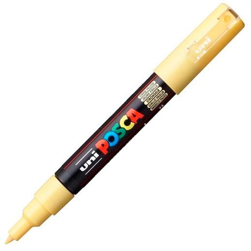 Posca PC-1M Marcador de Pintura - Punta de Poliester Conica 0.7mm - Tinta Base al Agua - Resistente a la Luz - No Permanente - Color Amarillo Pajizo