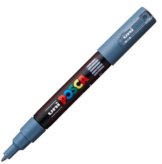 Posca PC-1M Marcador de Pintura Base al Agua - Punta de Poliester Conica 0.7mm - Linea Fina - Resistente a la Luz - Color Gris Pizarra