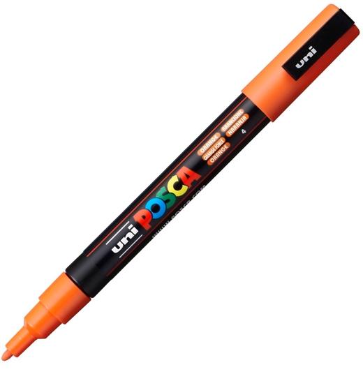 Posca PC-3M Marcador de Pintura - Punta Conica 0.9-1.3mm - Tinta Base al Agua - Resistente a la Luz - Color Naranja