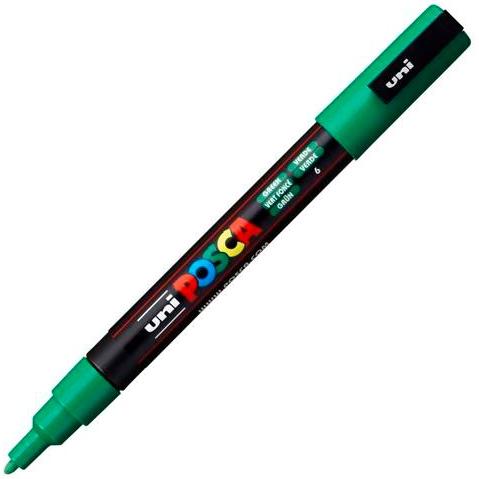 Posca PC-3M Marcador de Pintura - Punta de Poliester Conica 0.9-1.3mm - Tinta Base al Agua - Resistente a la Luz - Color Verde