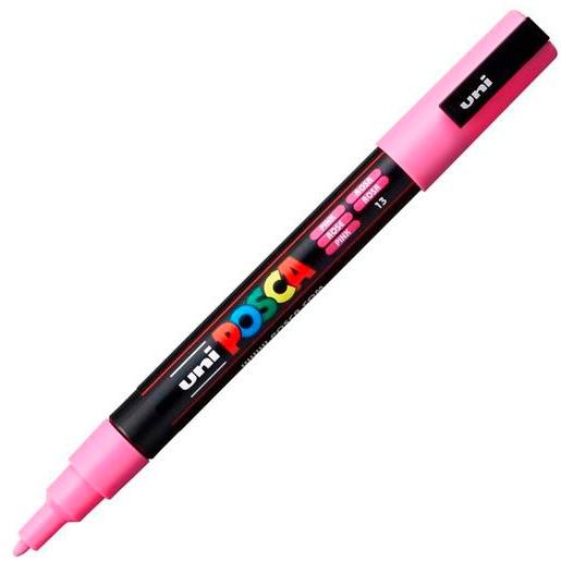 Posca PC-3M Marcador de Pintura - Punta de Poliester Conica 0.9-1.3mm - Tinta Base al Agua - Resistente a la Luz - Color Rosa