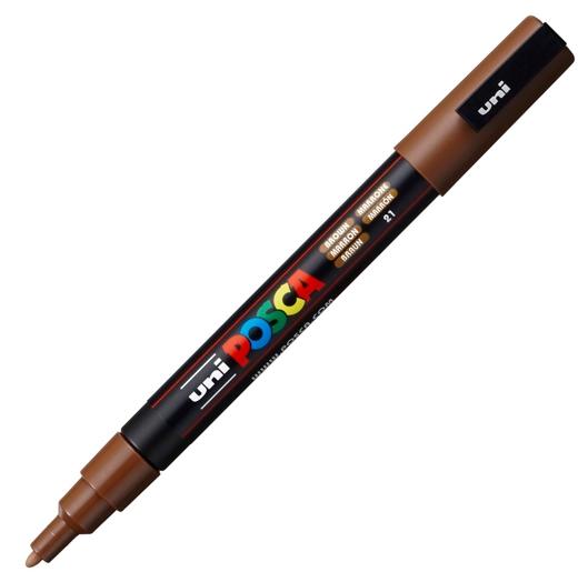 Posca PC-3M Marcador de Pintura - Punta Conica de Poliester 0.9-1.3mm - Tinta Base al Agua - Resistente a la Luz - Color Marrón