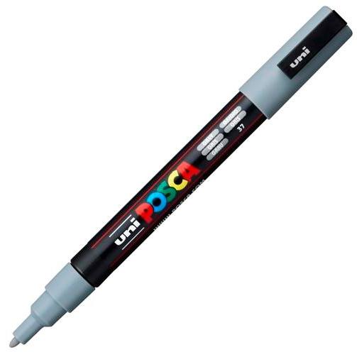 Posca PC-3M Marcador de Pintura - Punta Conica de Poliester 0.9-1.3mm - Tinta Base al Agua - Resistente a la Luz - Color Gris