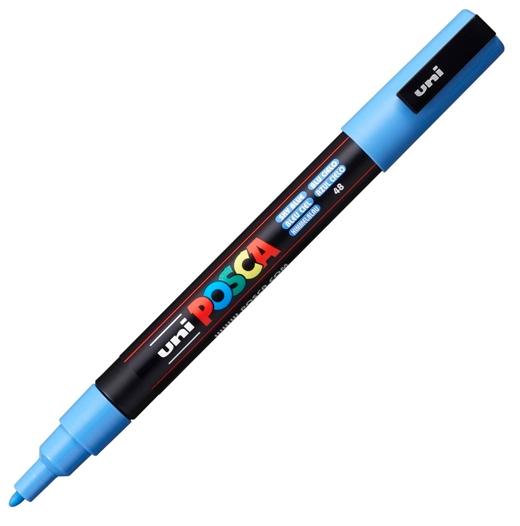 Posca PC-3M Marcador de Pintura - Punta Conica 0.9-1.3mm - Tinta Base al Agua - Resistente a la Luz - No Permanente - Color Azul Cielo