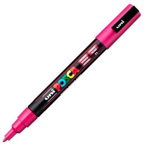 Posca PC-3M Marcador de Pintura - Punta Conica de Poliester 0.9-1.3mm - Tinta Base al Agua - No Permanente - Resistente a la Luz - Inodoro - Color Fucsia