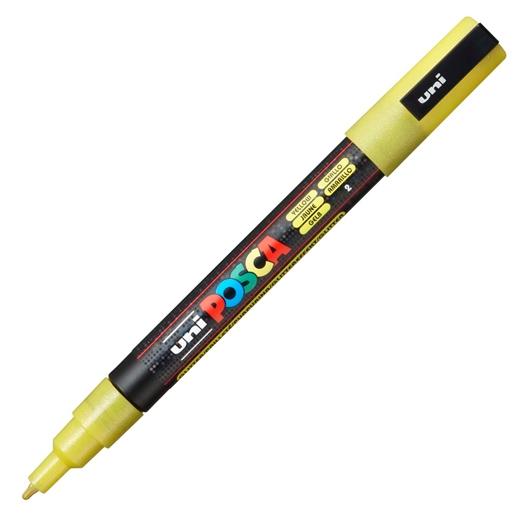Posca PC-3ML Marcador de Pintura - Punta Conica de Poliester 0.9-1.3mm - Tinta Base al Agua - Resistente a la Luz - Color Amarillo