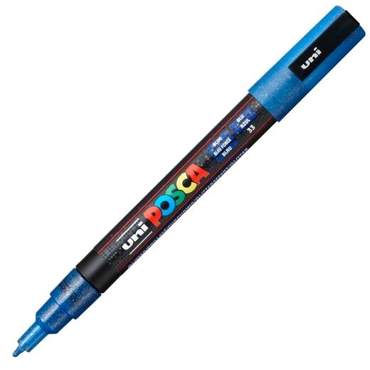 Posca PC-3ML Marcador de Pintura - Punta Conica de Poliester 0.9-1.3mm - Tinta Base al Agua - Resistente a la Luz - No Permanente - Color Azul