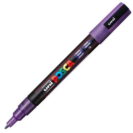 Posca PC-3ML Marcador de Pintura - Punta Conica de Poliester 0.9-1.3mm - Tinta Base al Agua - Resistente a la Luz - No Permanente - Color Violeta