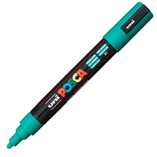 Posca PC-5M Marcador de Pintura - Punta de Poliester 1.8-2.5mm - Tinta Base al Agua - Resistente a la Luz - No Permanente - Color Verde Esmeralda