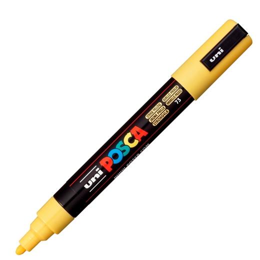 Posca PC-5M Marcador de Pintura - Punta de Poliester 1.8-2.5mm - Tinta Base al Agua - Resistente a la Luz - No Permanente - Color Amarillo Pajizo