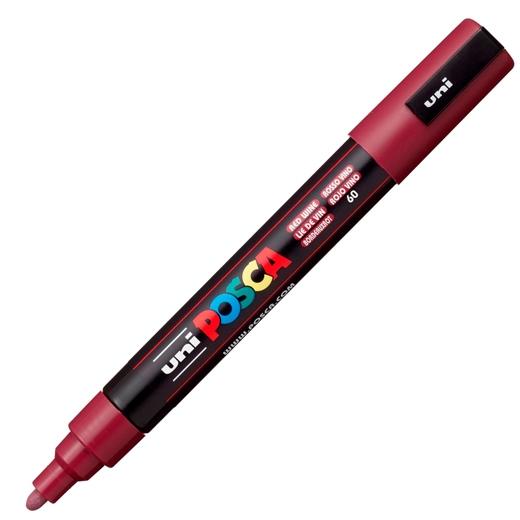 Posca PC-5M Marcador de Pintura - Punta de Poliester 1.8-2.5mm - Tinta Base al Agua - Resistente a la Luz - No Permanente - Color Rojo Vino