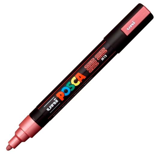 Posca PC-5M Marcador de Pintura - Punta de Bala 1.8-2.5mm - Base al Agua - No Permanente - Resistente a la Luz - Color Rojo Metálico