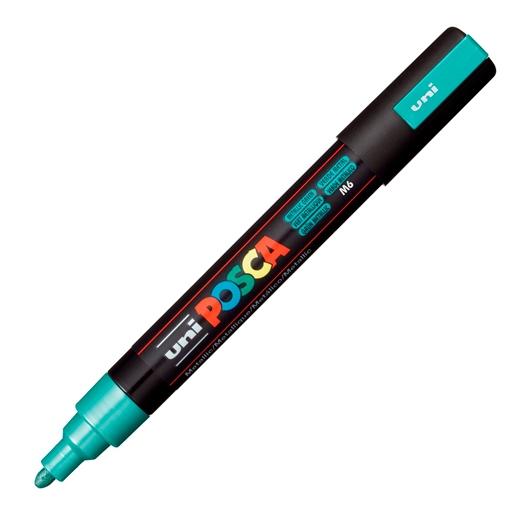 Posca PC-5M Marcador de Pintura - Punta de Poliester 1.8-2.5mm - Tinta Base al Agua - Resistente a la Luz - No Permanente - Color Verde Metálico