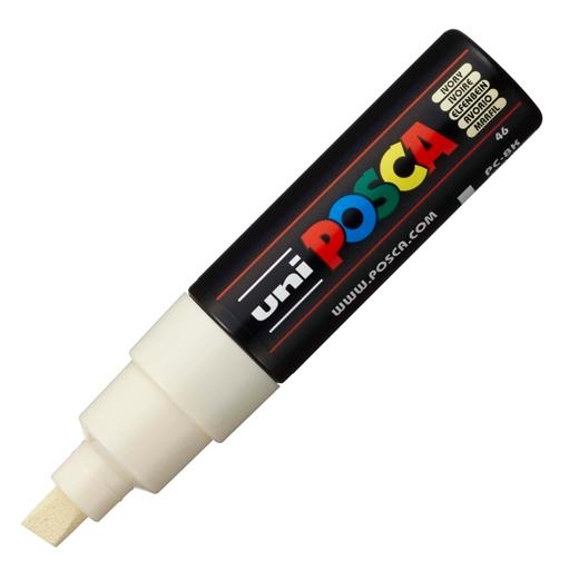 Posca PC-8K Marcador de Pintura - Punta Biselada Acrilica 8mm - Tinta Base al Agua - Resistente a la Luz - No Permanente - Color Marfil