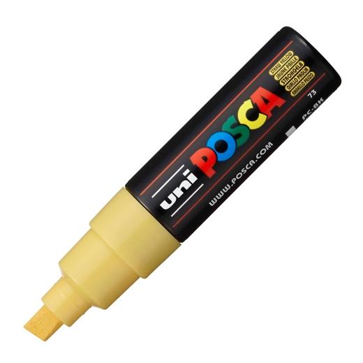 Posca PC-8K Marcador de Pintura - Punta Biselada Acrilica 8mm - Tinta Base al Agua - No Permanente - Resistente a la Luz - Inodoro - Color Amarillo Pajizo