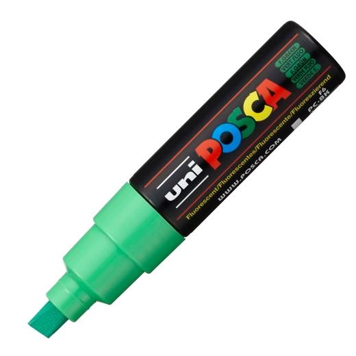 Posca PC-8K Marcador de Pintura - Punta Biselada Acrilica 8mm - Tinta Base al Agua - No Permanente - Resistente a la Luz - Color Verde