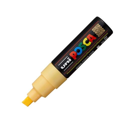 Posca PC-8K Marcador de Pintura - Punta Biselada Acrilica 8mm - Tinta Base al Agua - Resistente a la Luz - No Permanente - Color Naranja Claro