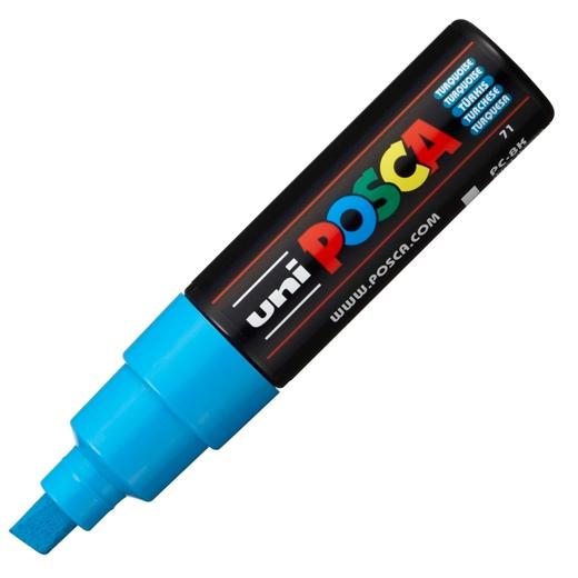 Posca PC-8K Marcador de Pintura - Punta Biselada Acrilica 8mm - Tinta Base al Agua - Resistente a la Luz - No Permanente - Color Turquesa
