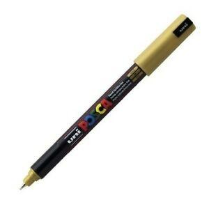 Posca PC-1MR Marcador de Pintura - Punta Roller de Fibra 0.7mm - Linea Extrafina - Tinta Pigmentada Base al Agua - Resistente a la Luz - Color Oro