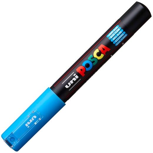 Posca PC-1M Marcador de Pintura - Punta Conica 0.7mm - Linea Fina - Tinta Base al Agua - Resistente a la Luz - Color Azul Claro