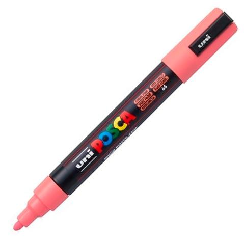 Posca PC-5M Marcador de Pintura - Base al Agua - Punta de Bala 1.8-2.5mm - Resistente a la Luz - Color Rosa Coral