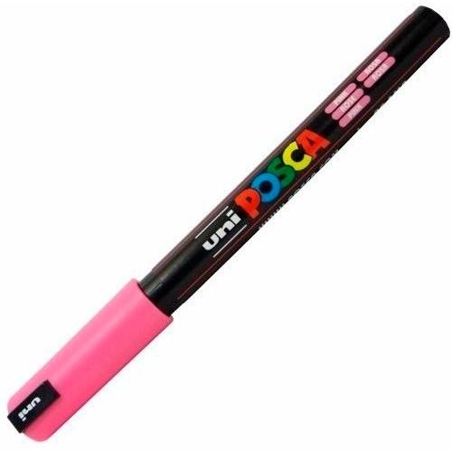 Posca PC-1MR Marcador de Pintura - Punta Roller de Fibra 0.7mm - Tinta Base al Agua - No Permanente - Resistente a la Luz - Color Rosa