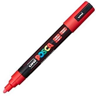 Posca PC-5M Marcador de Pintura - Punta de Poliester 1.8-2.5mm - Tinta Base al Agua - Resistente a la Luz - No Permanente - Color Rojo