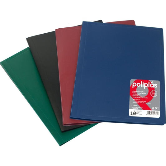 GRAFOPLÁS CARPETA POLIPLÁS DE POLIPROPILENO OPACO CON 40 FUNDAS SOLDADAS A4 NEGRO
